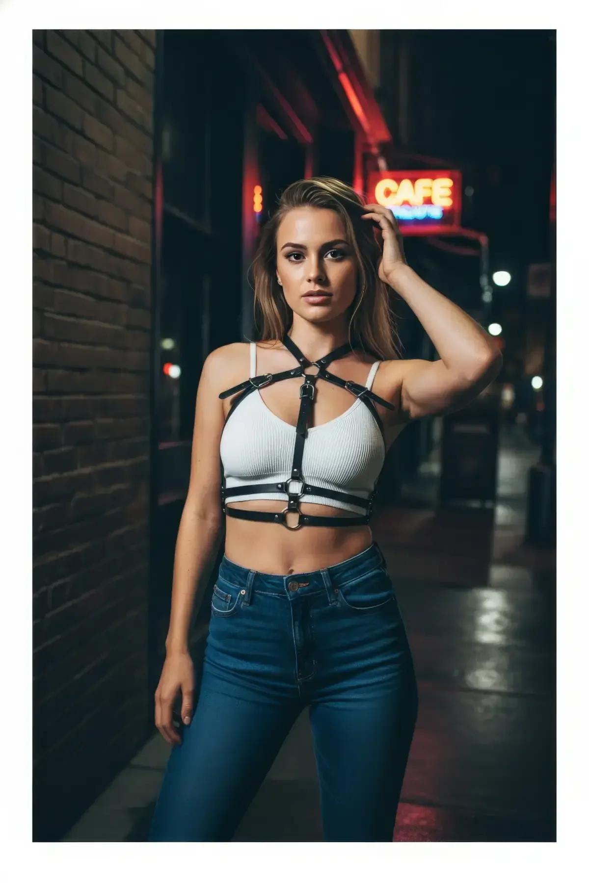Adjustable Strappy Chest Harness with O-Ring Accents