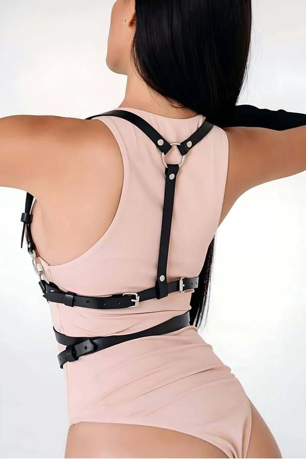Adjustable Faux Leather Chest Harness