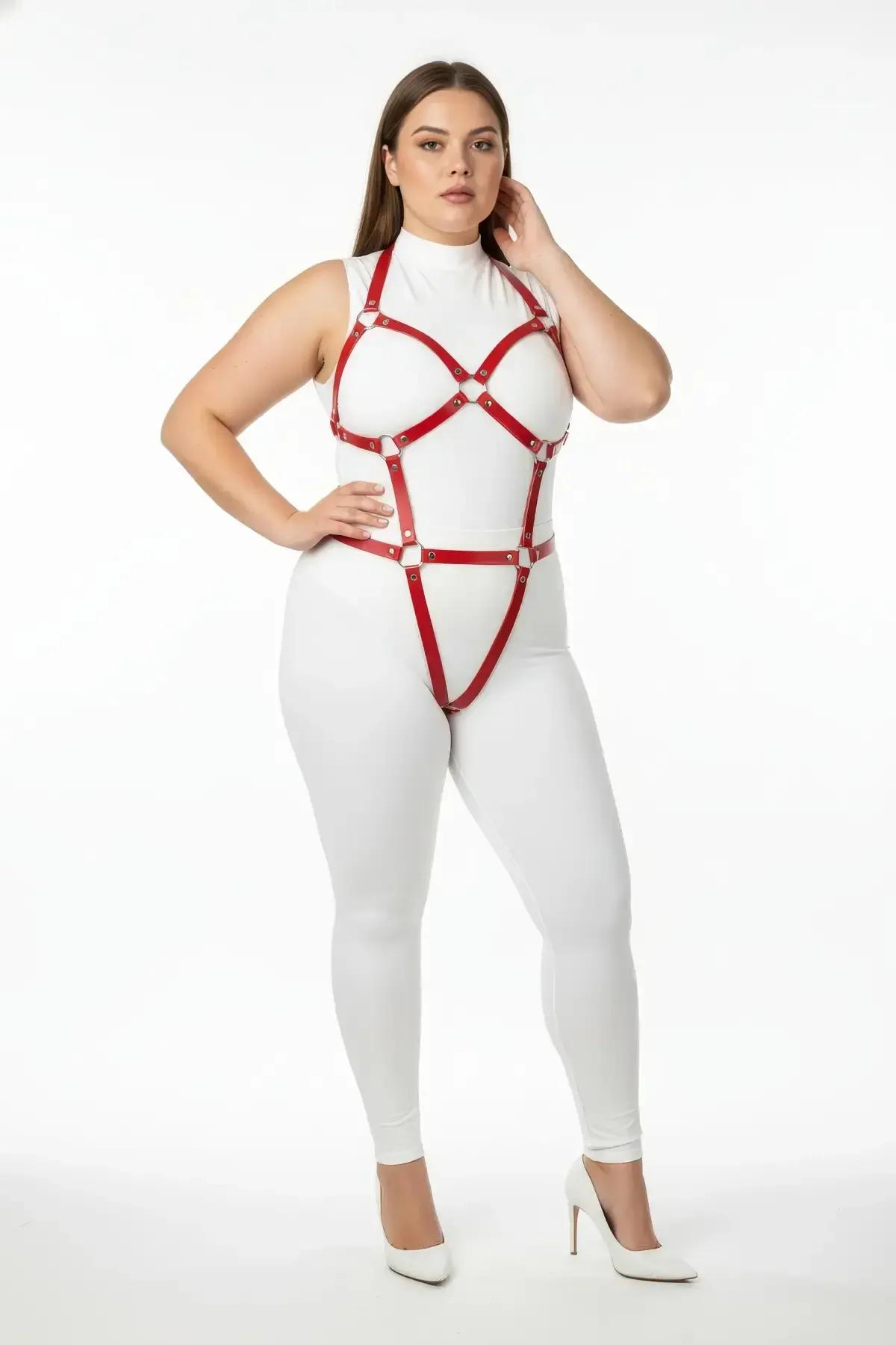 Full Body Harness with O-Ring Detail Red