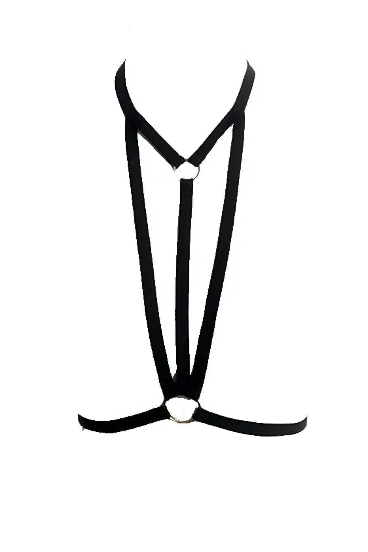 Strappy O-Ring Chest Harness Black