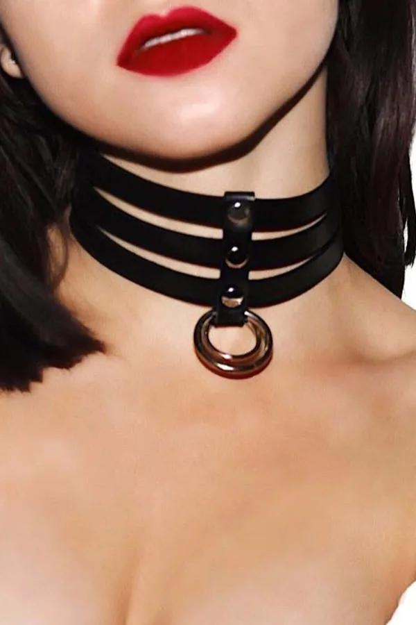 Triple-Strap O-Ring Choker Necklace