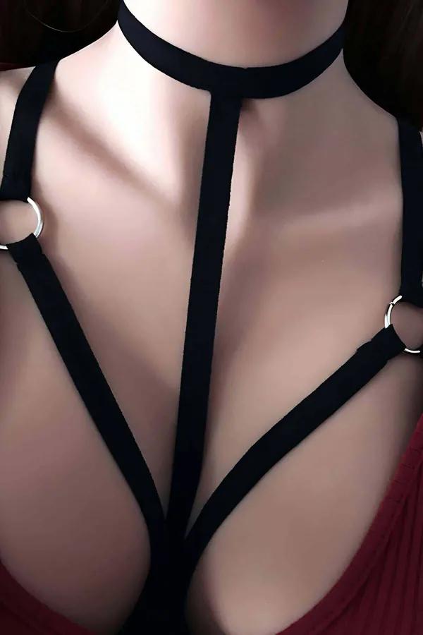 Strappy Black Harness with Choker Neck