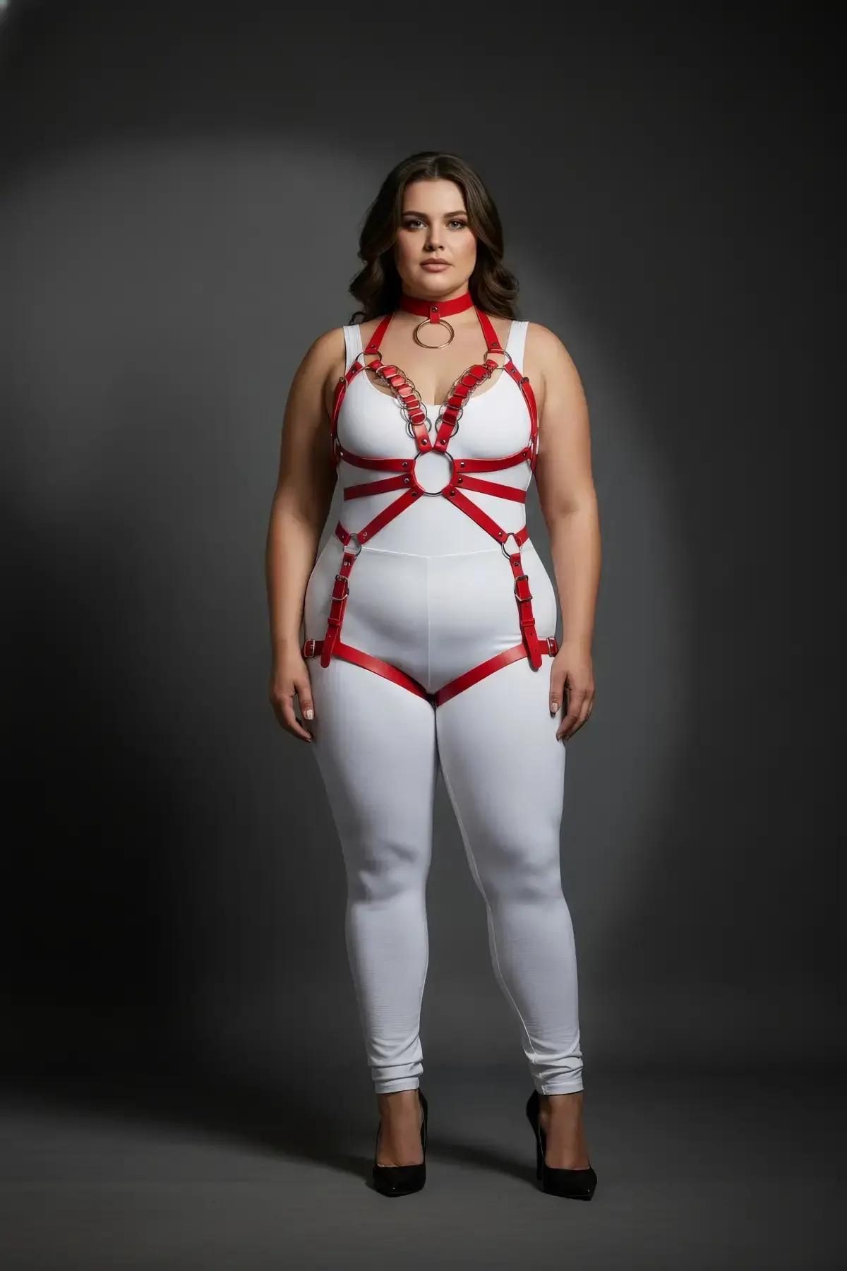 Red Strappy Full Body Harness with O-Ring