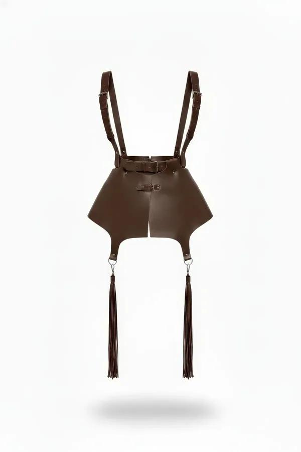 Faux Leather Waist Harness with Suspender Straps & Tassels