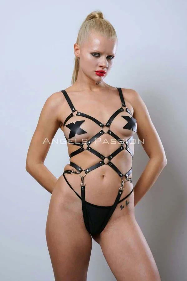 Strappy Body Harness with O-Ring Accents