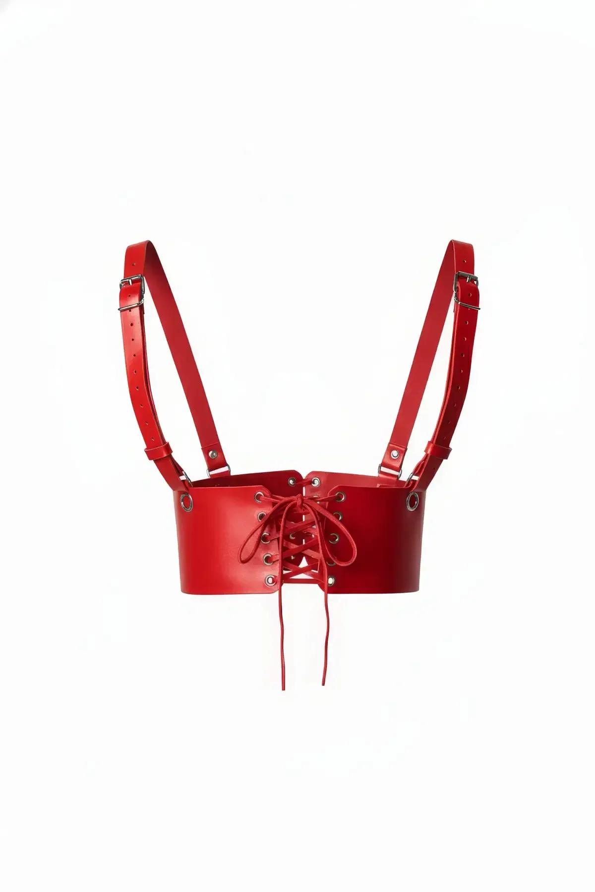 Lace-Up Underbust Harness with Buckle Shoulder Straps