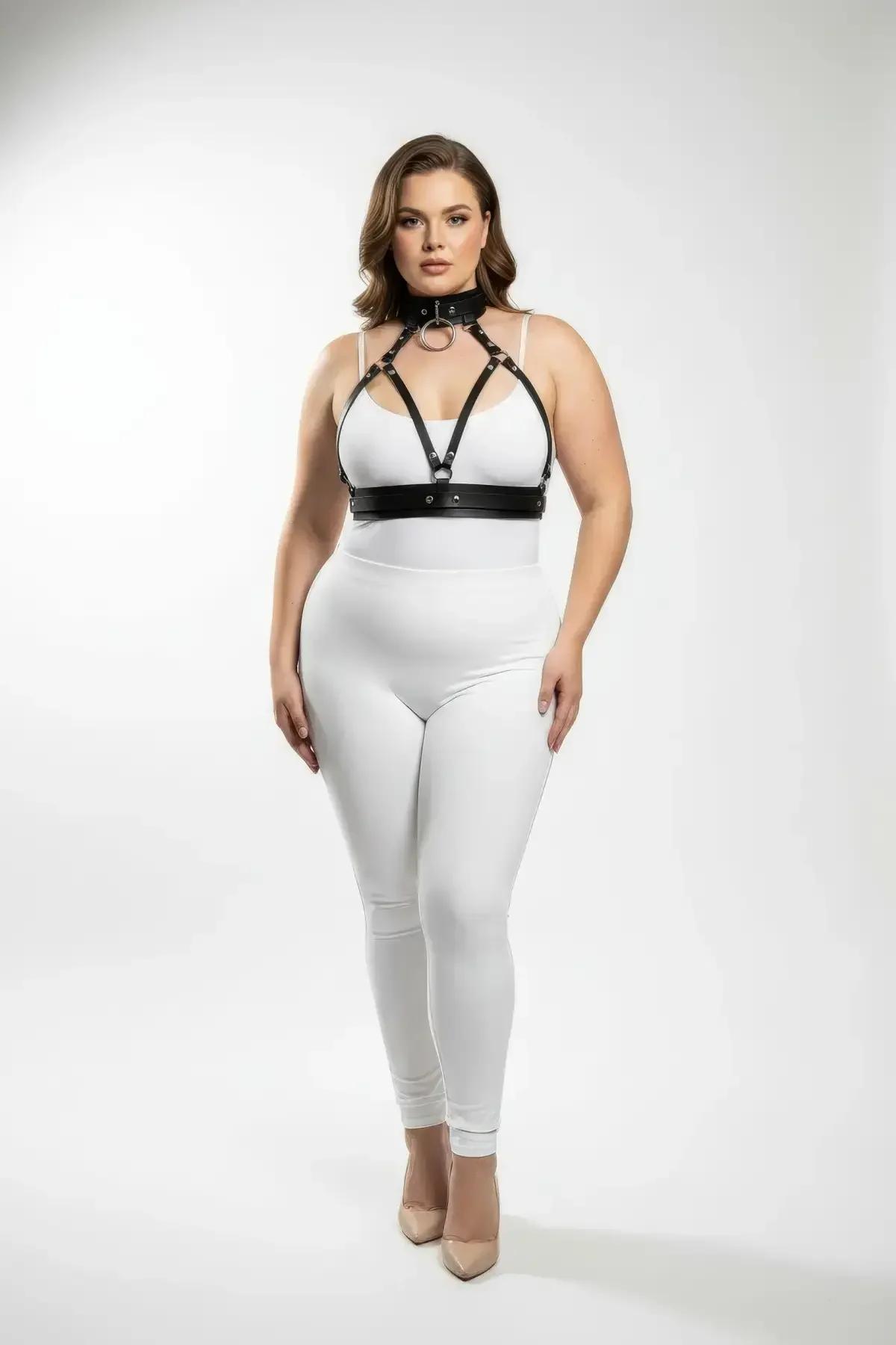 Black O-Ring Choker & Chest Harness Set