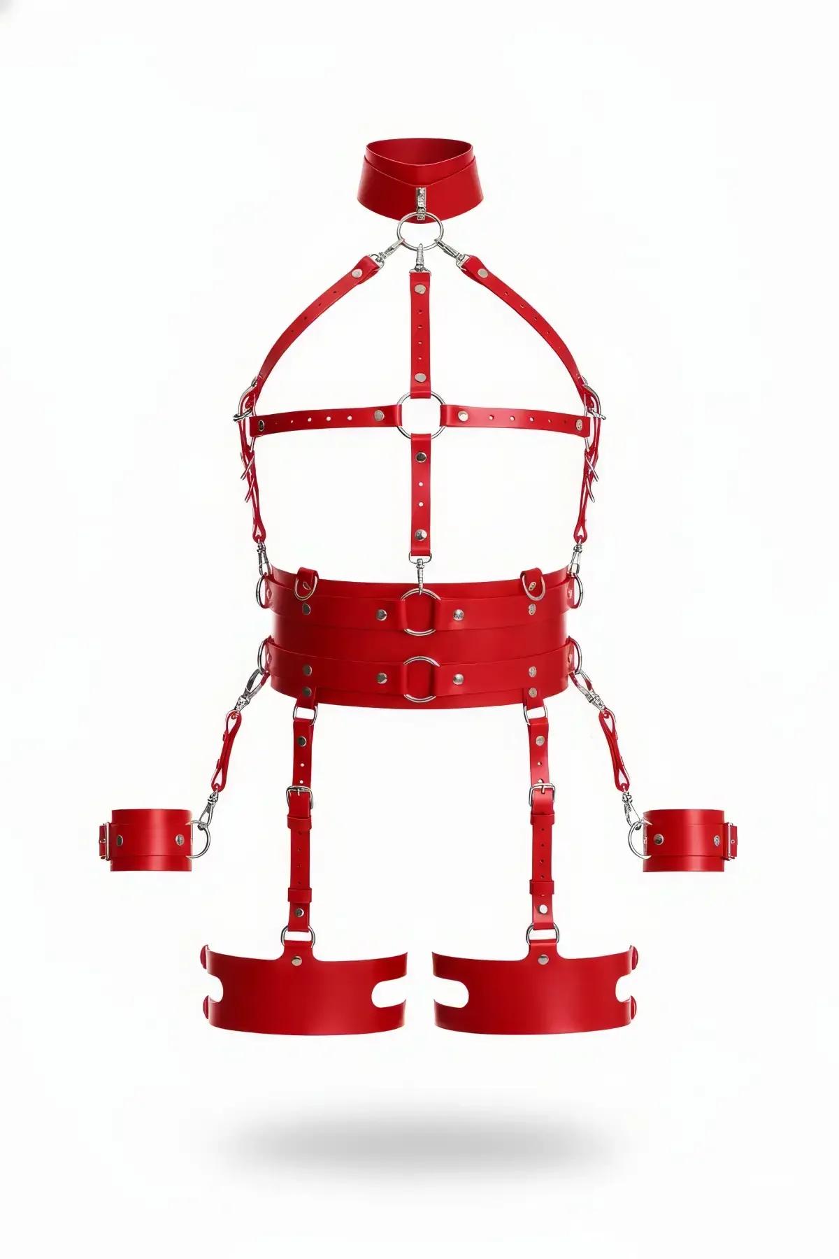 Full Body Harness with Thigh Cuffs and Choker