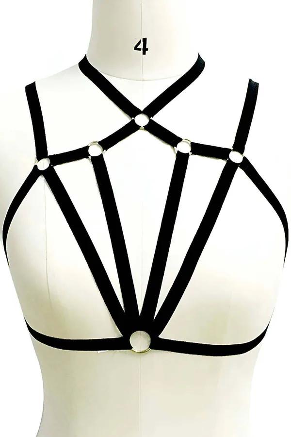 Adjustable Strappy Chest Harness with O-Rings