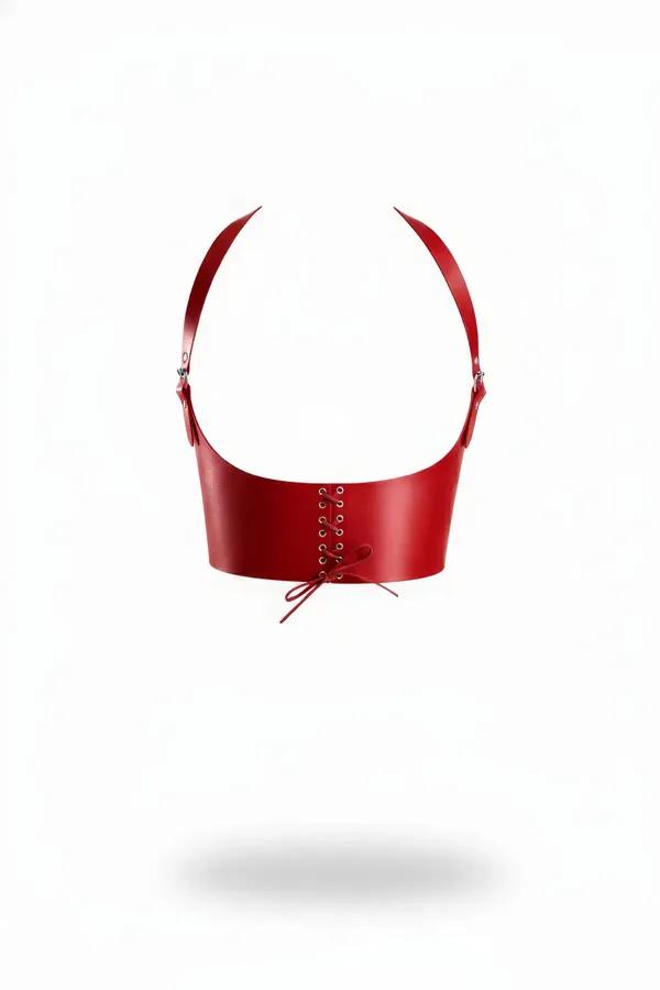 Red Underbust Harness with Corset Lace-Up Back