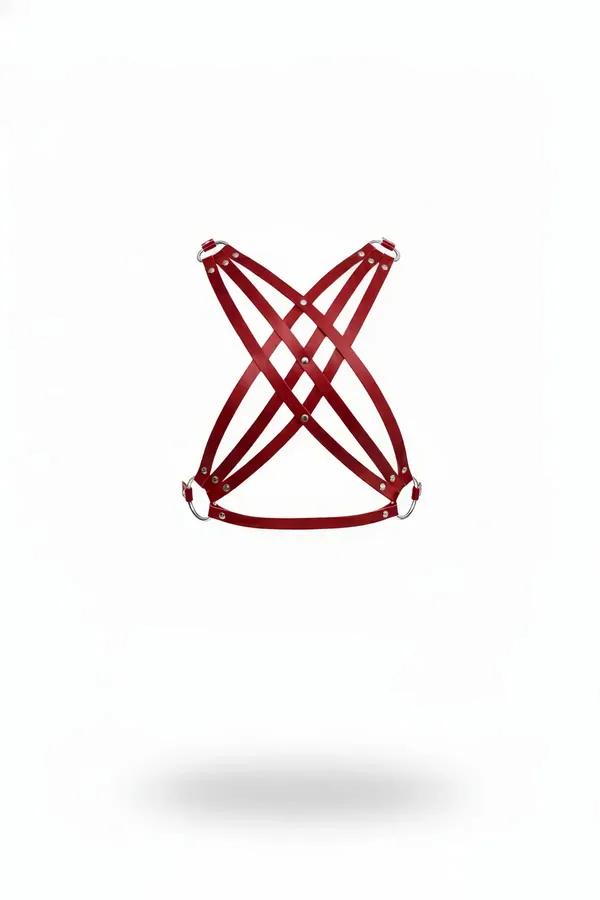 Crimson Intersecting Straps Faux Leather Harness