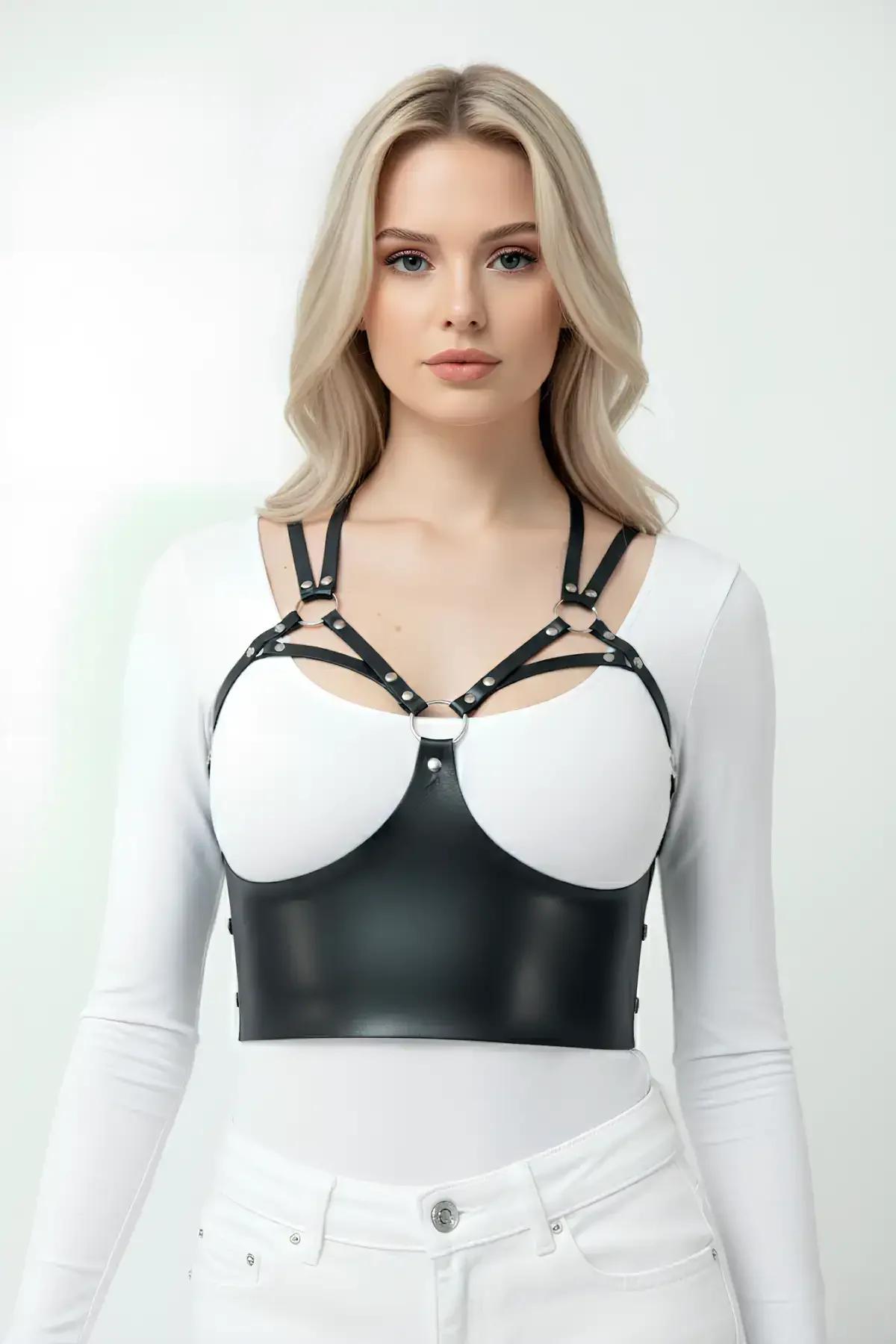Strappy O-Ring Faux Leather Body Harness