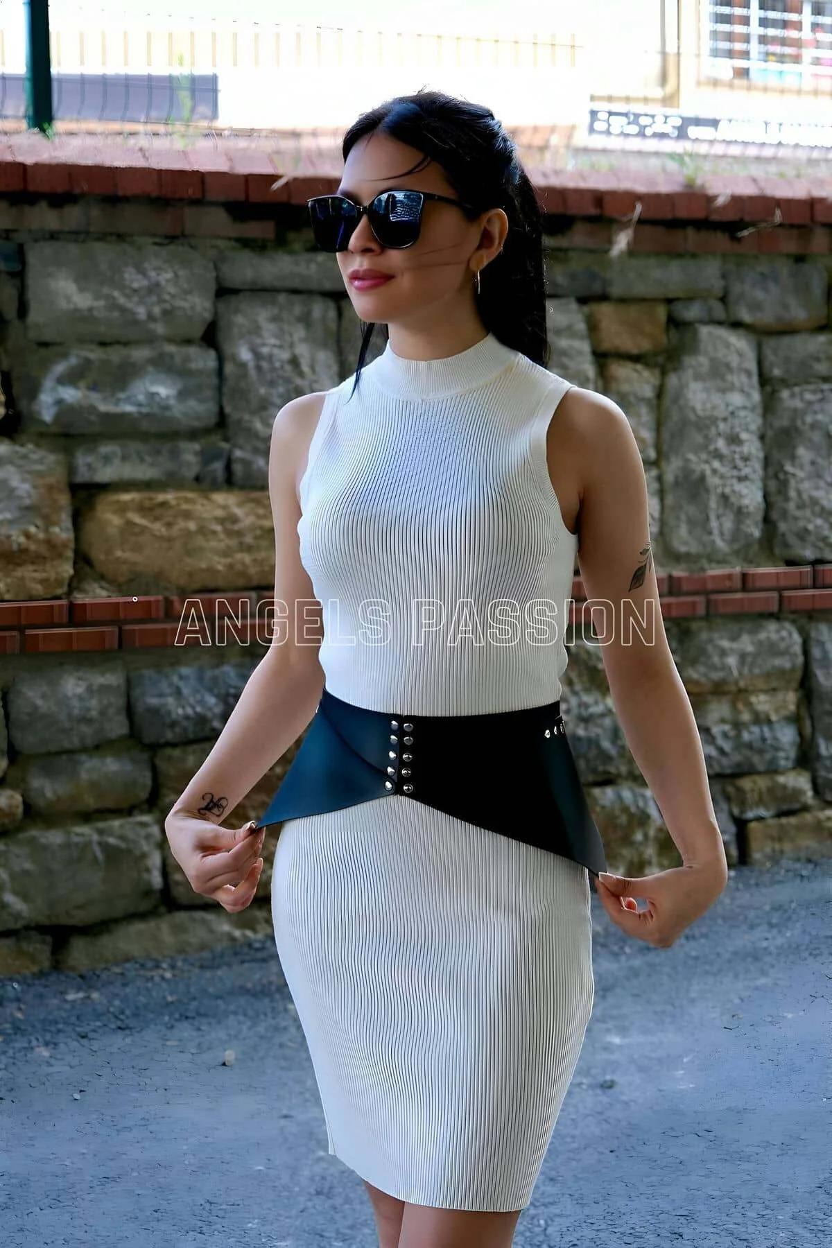 Rivet Studded Faux Leather Peplum Waist Harness