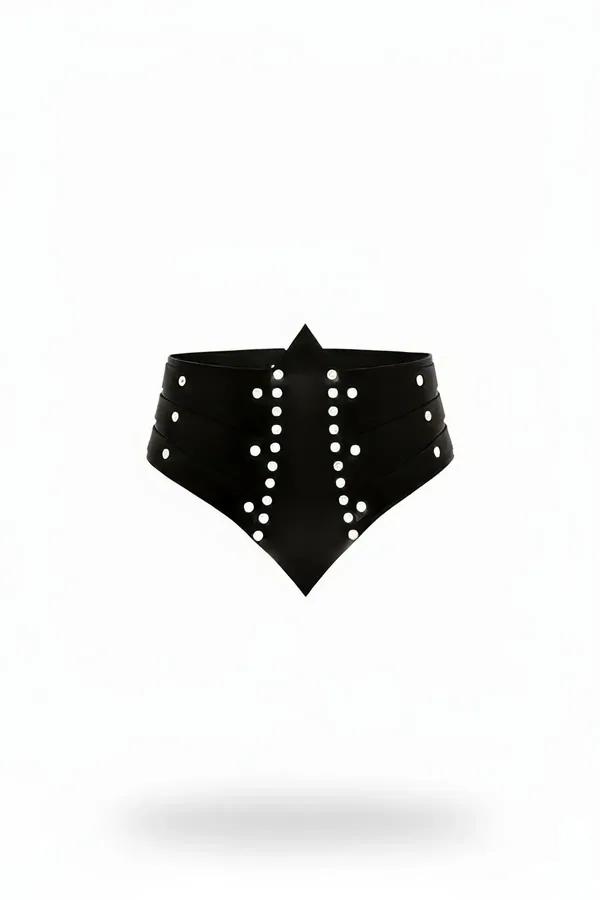 Pointed Studded Faux Leather Waist Cincher
