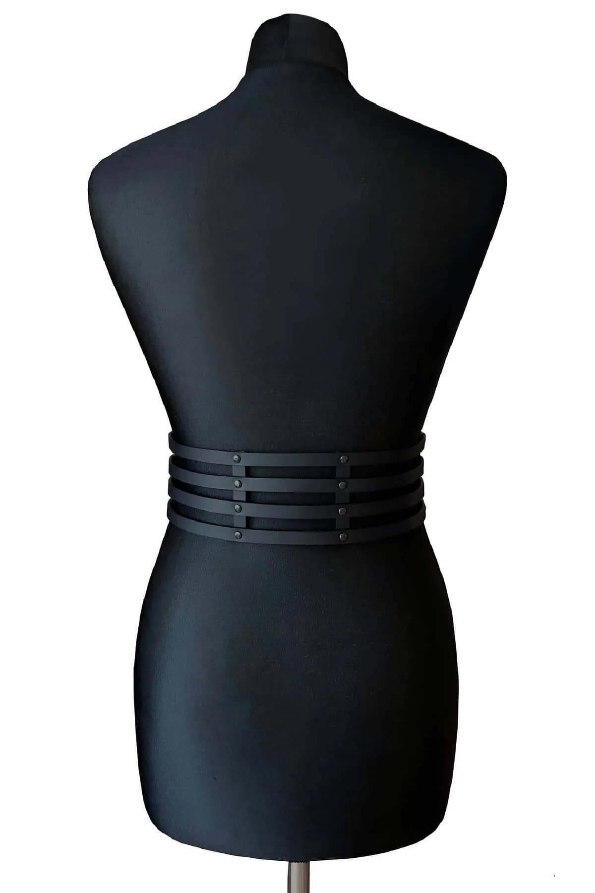 Four-Strap Vegan Leather Waspie Belt