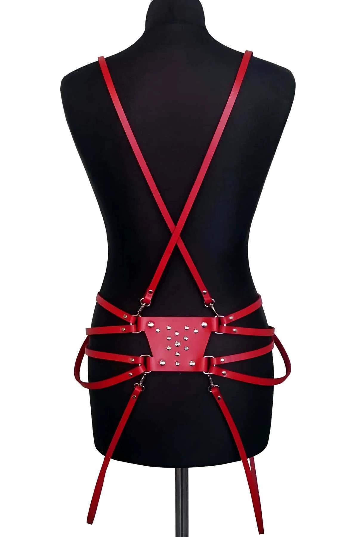 Studded Faux Leather Body Harness with Adjustable Straps
