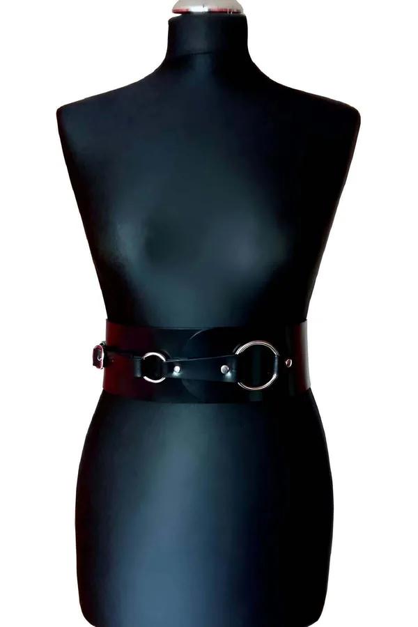 Wide Faux Leather Waist Belt with Double O-Rings