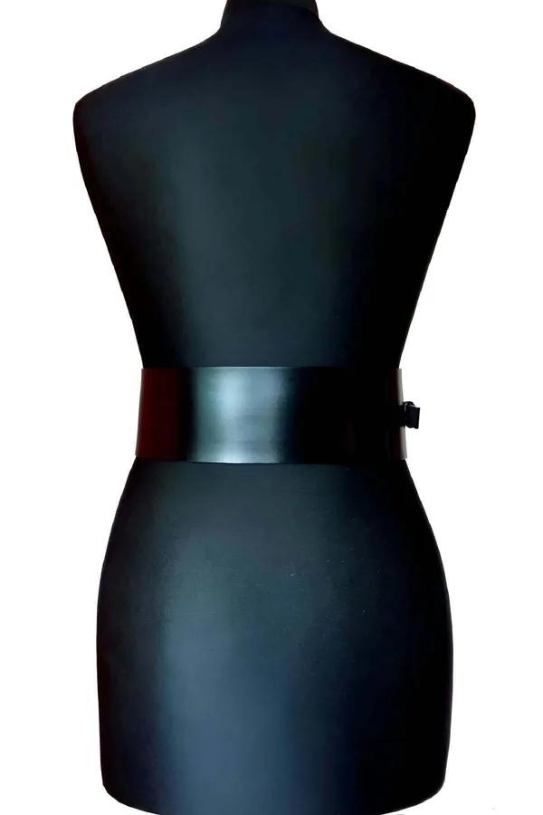 Wide Faux Leather Waist Belt with Double O-Rings