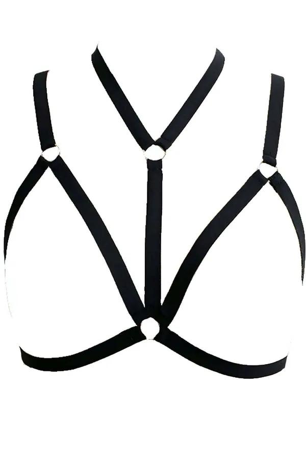 Minimalist Strappy Chest Harness with O-Ring Details