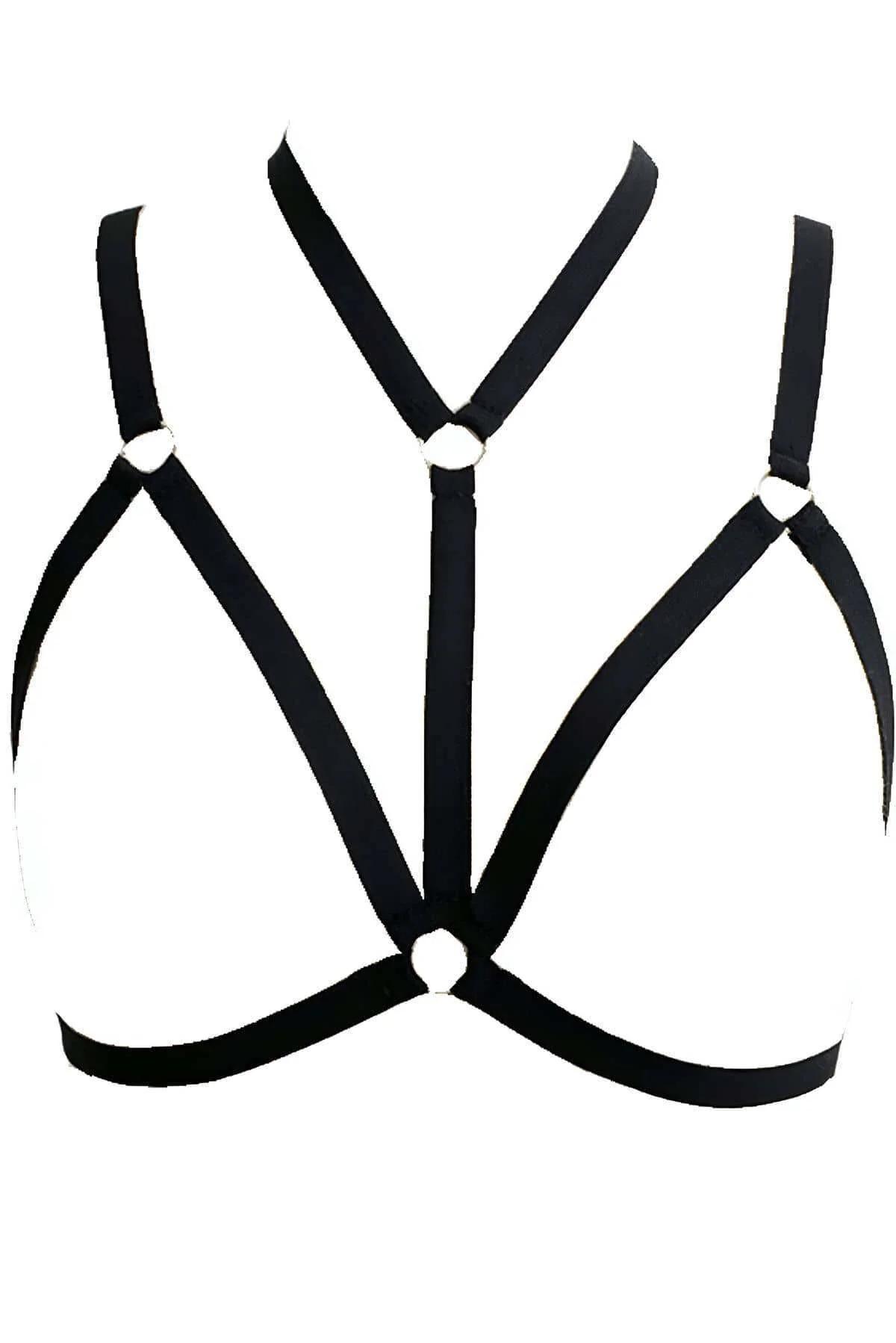 Minimalist Strappy Chest Harness with O-Ring Details