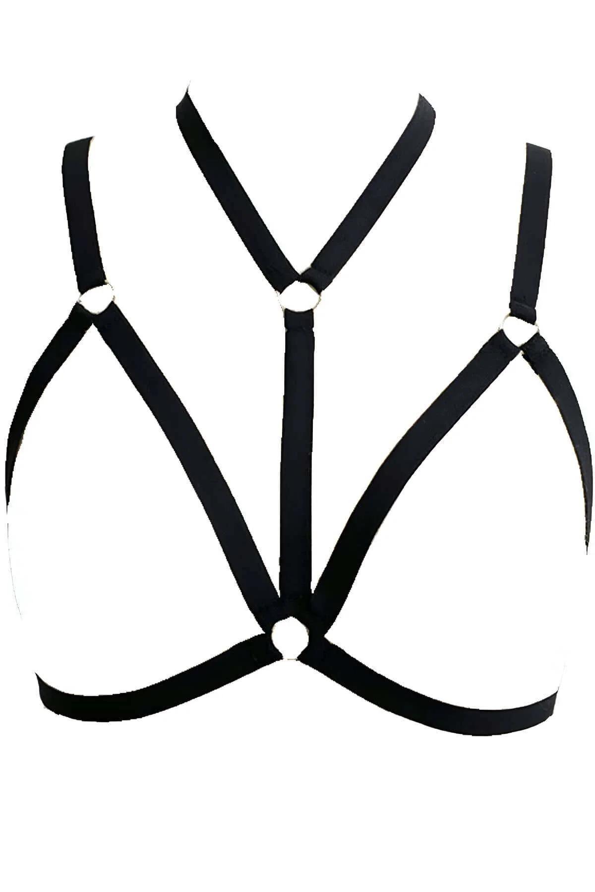 Strappy Chest Harness with Dual O-Ring Accents