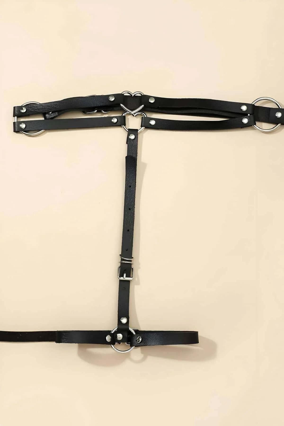 Faux Leather Single Leg Garter Harness
