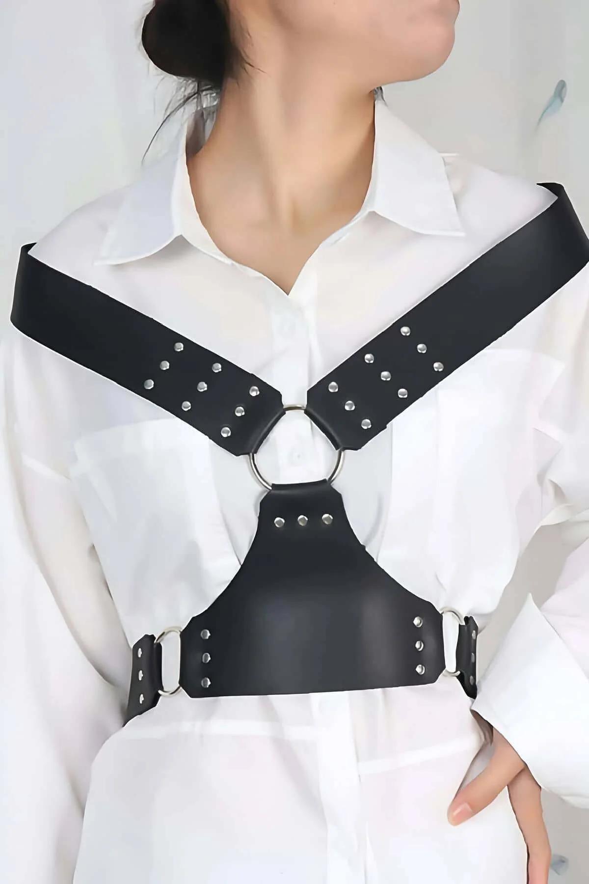 Studded Chest Harness with O-Ring Detail