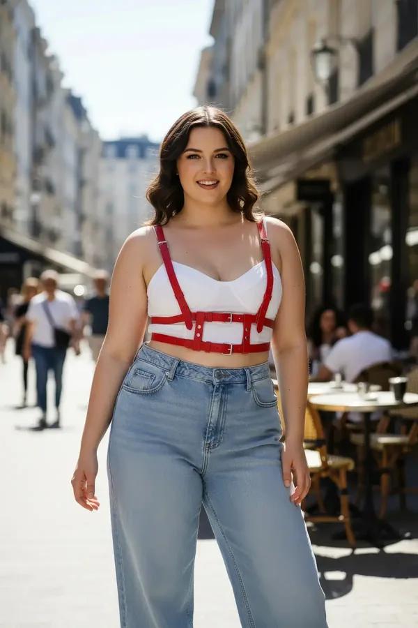Red Caged Underbust Harness Top