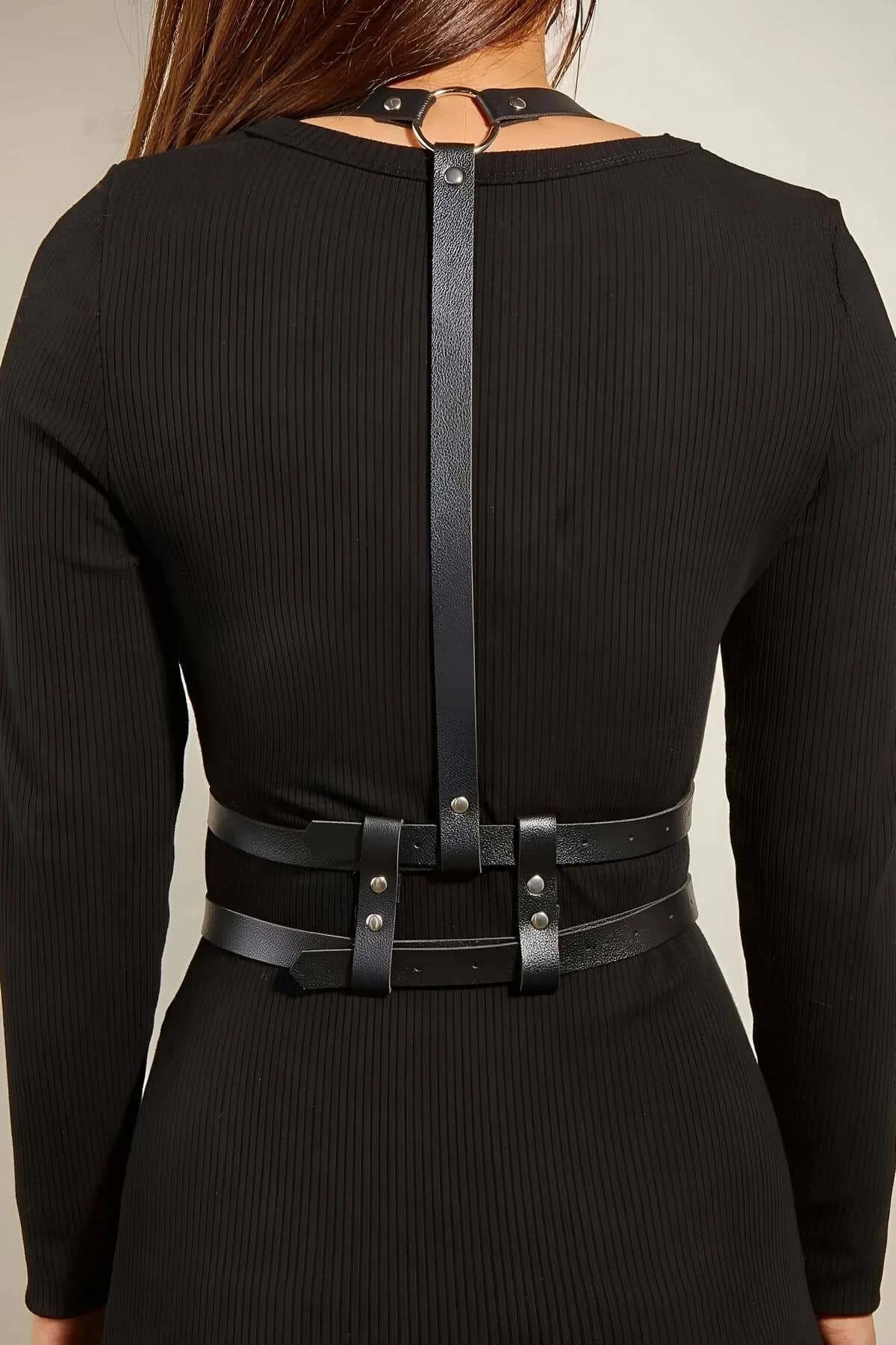 Double Belt Faux Leather Chest Harness