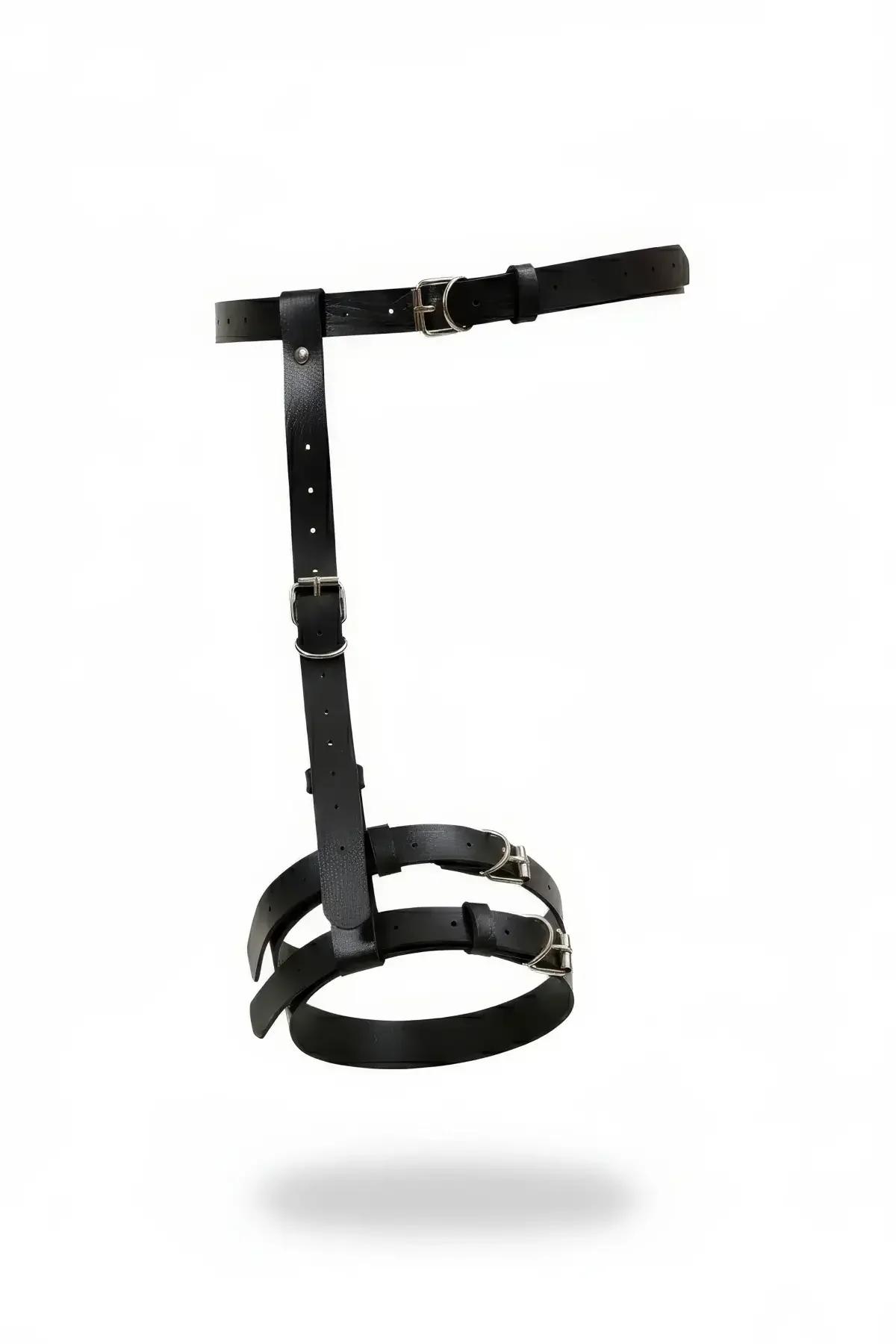 Black Faux Leather Single Leg Garter Harness