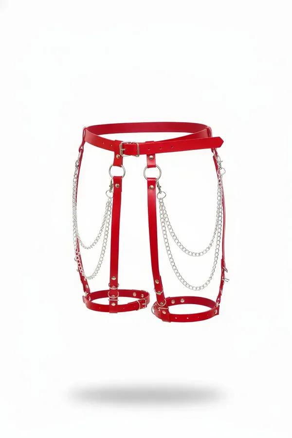 Strappy Garter Harness with Chain Drapes