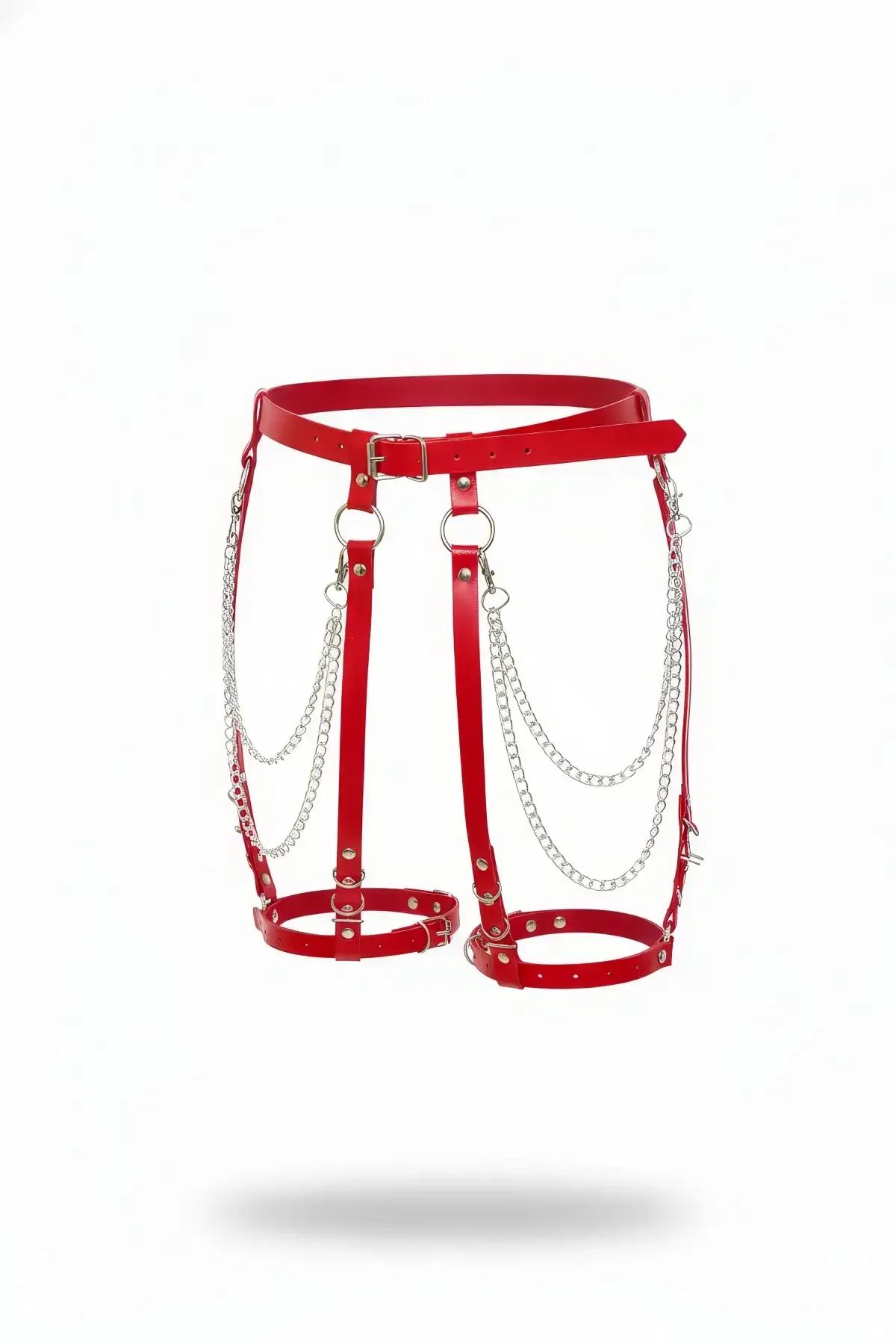 Strappy Garter Harness with Chain Drapes