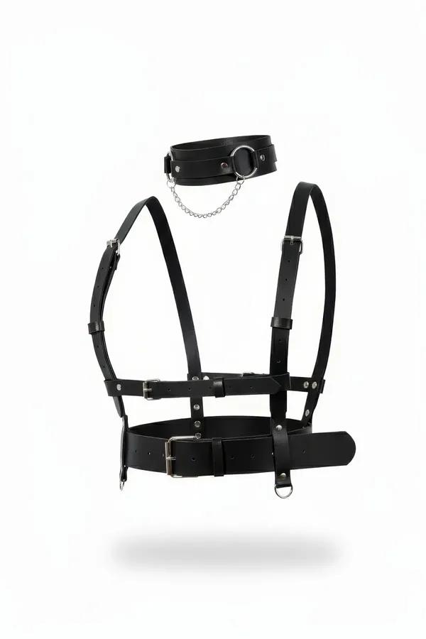 Body Harness with Choker & Chain Set