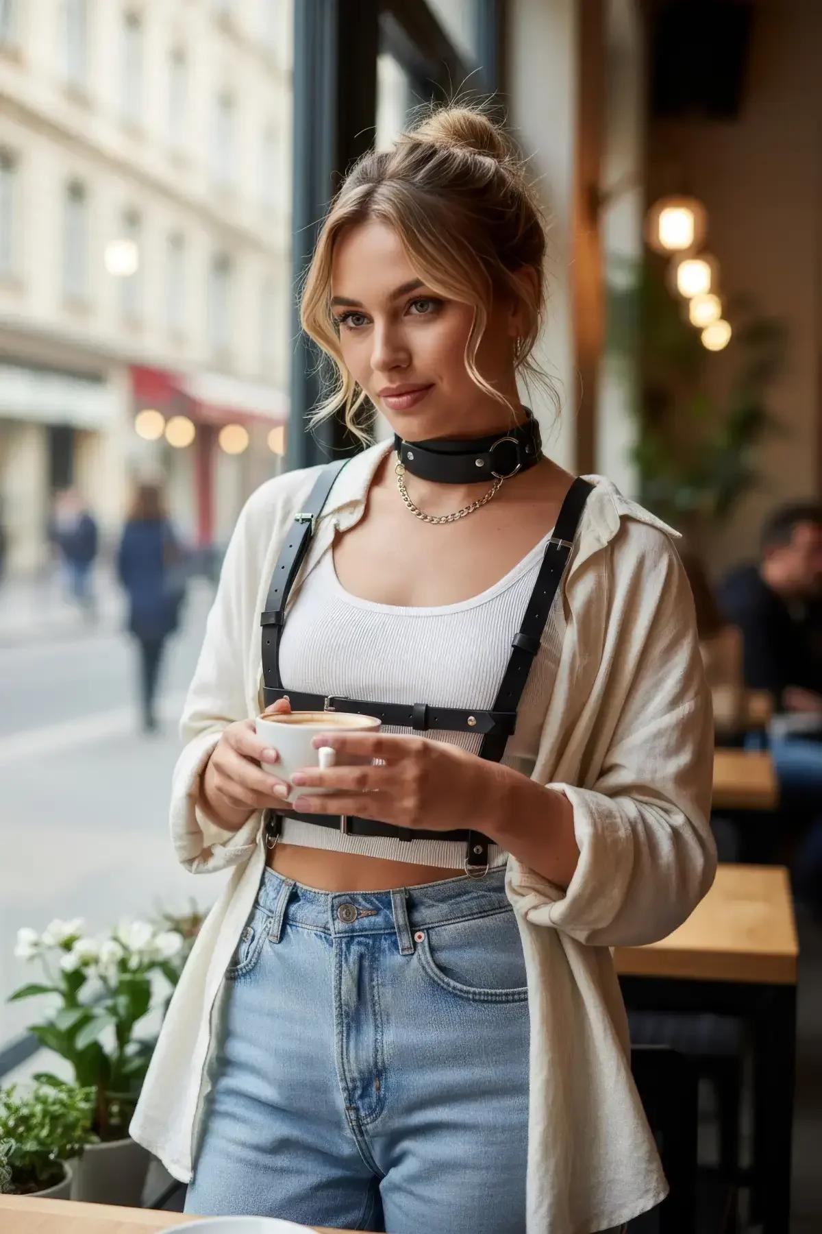 Double-Buckle Waist Harness with Integrated Choker