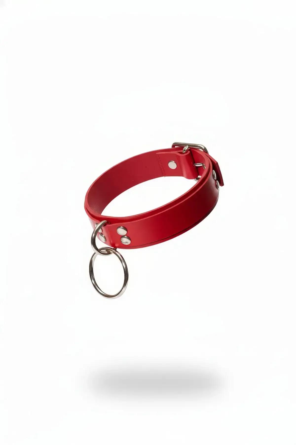 Red Choker with Large O-Ring Detail