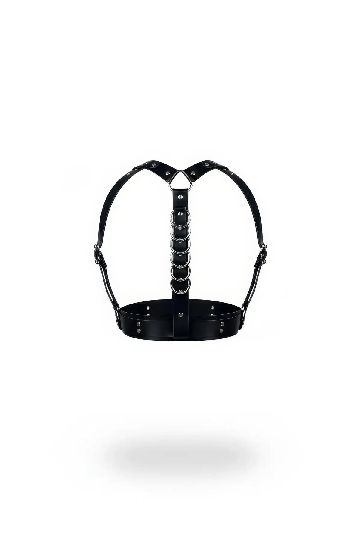 Multi O-Ring Chest Harness in Faux Leather