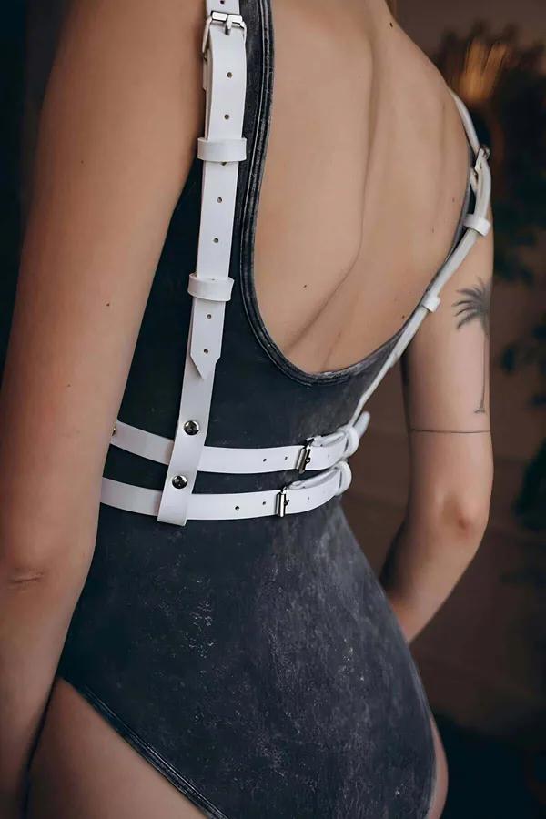 Strappy Chest Harness with Choker and O-Ring