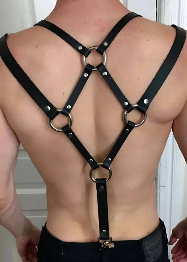 Adjustable Back Strap Harness with Silver O-Rings