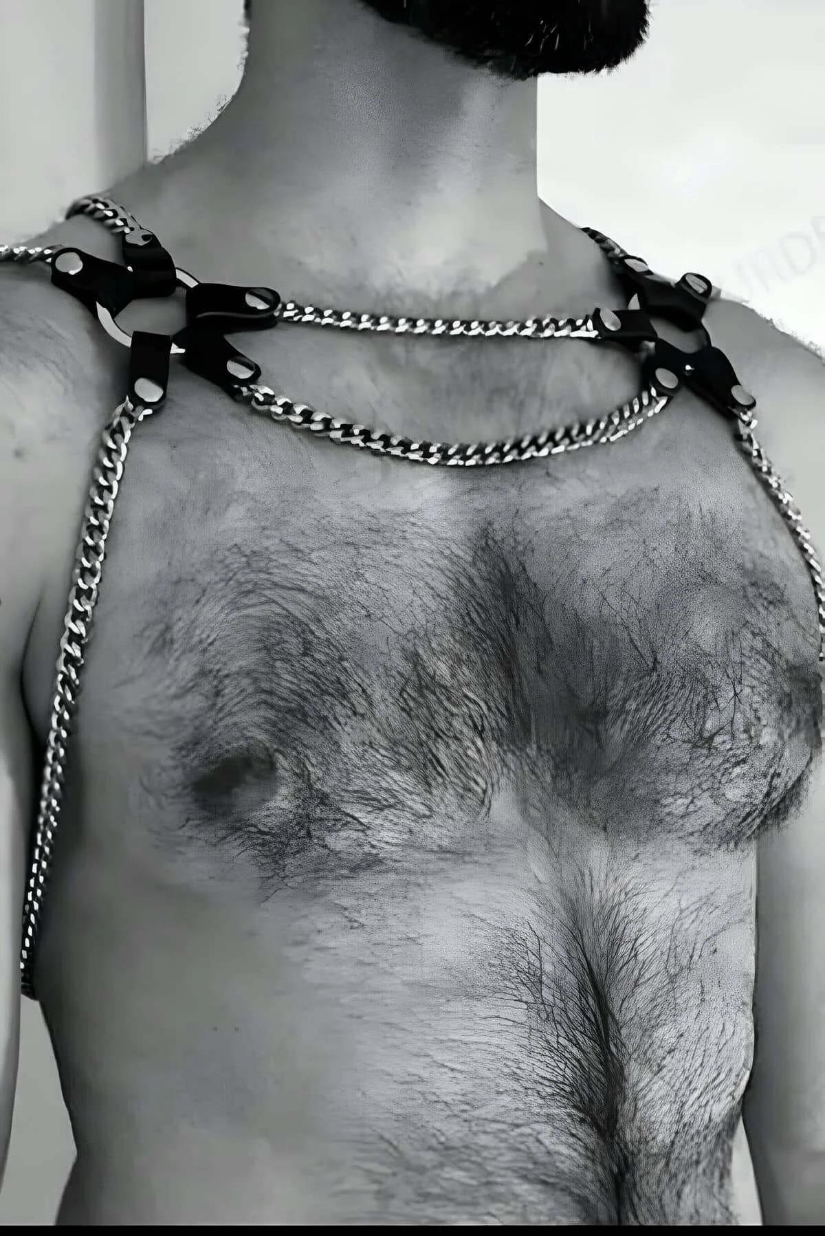 Chained Shoulder Harness with Adjustable Faux Leather Straps