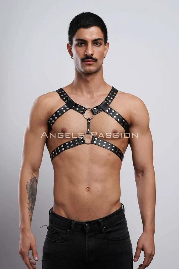 Studded Faux Leather Full Body Harness