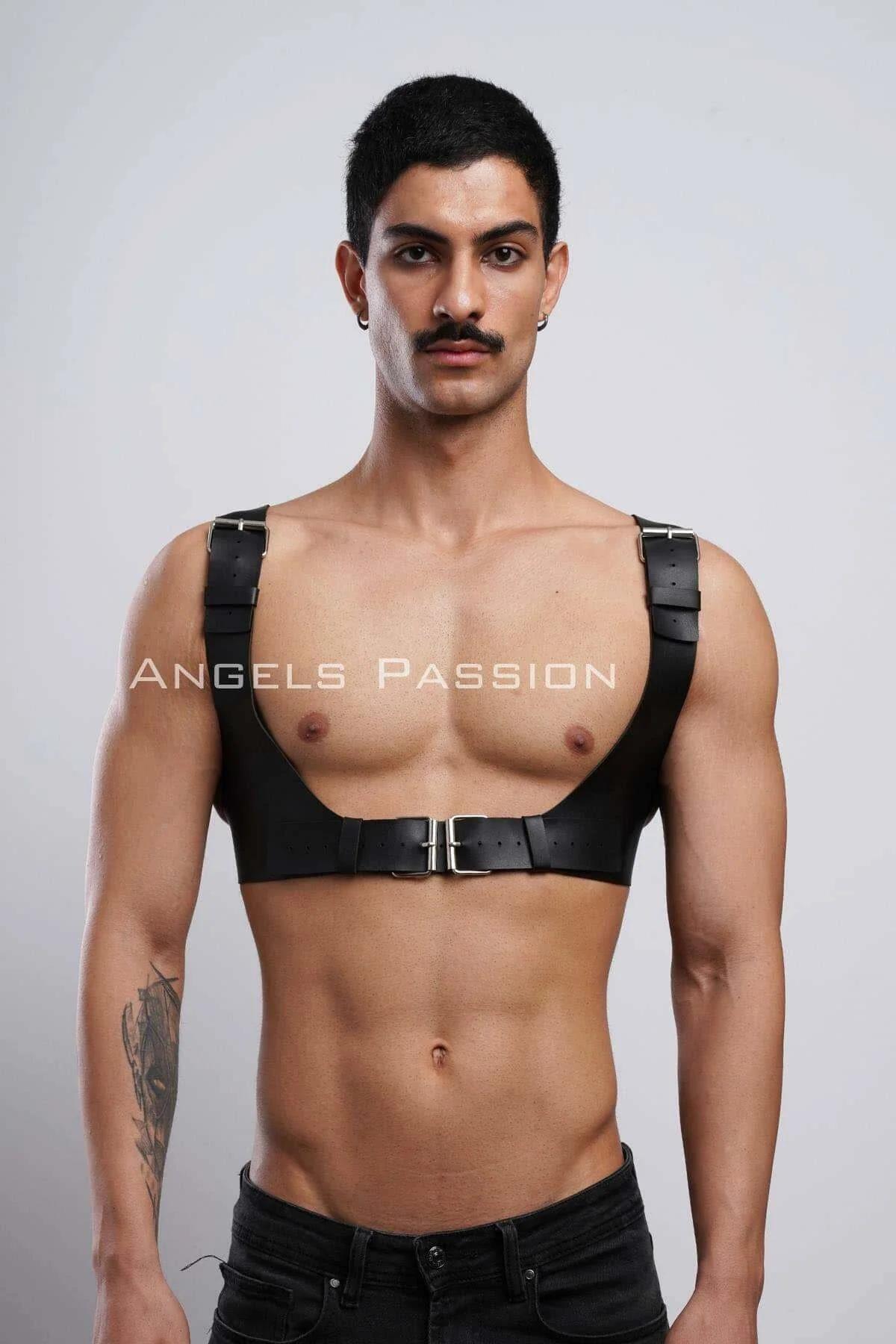 Adjustable Faux Leather Chest Harness with Buckle