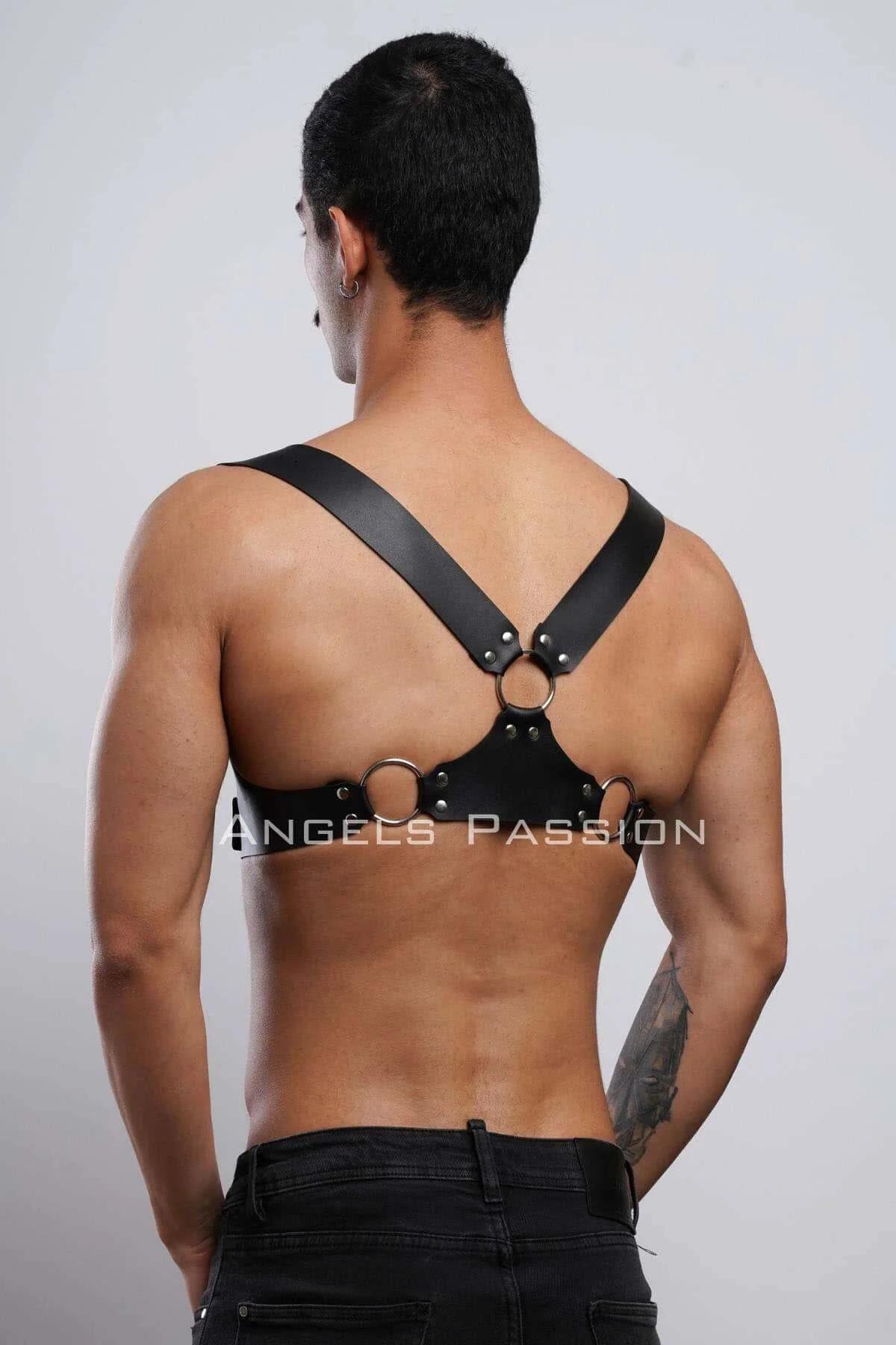 Adjustable Faux Leather Chest Harness with Buckle