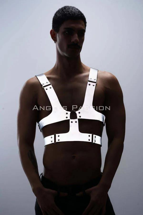 Reflective White Chest Harness with Adjustable Straps
