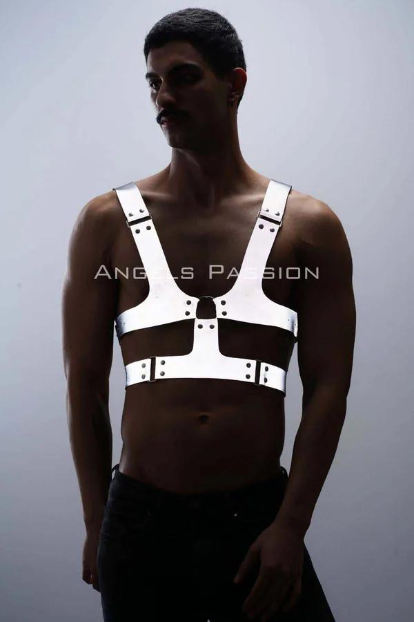 Reflective White Chest Harness with Adjustable Straps