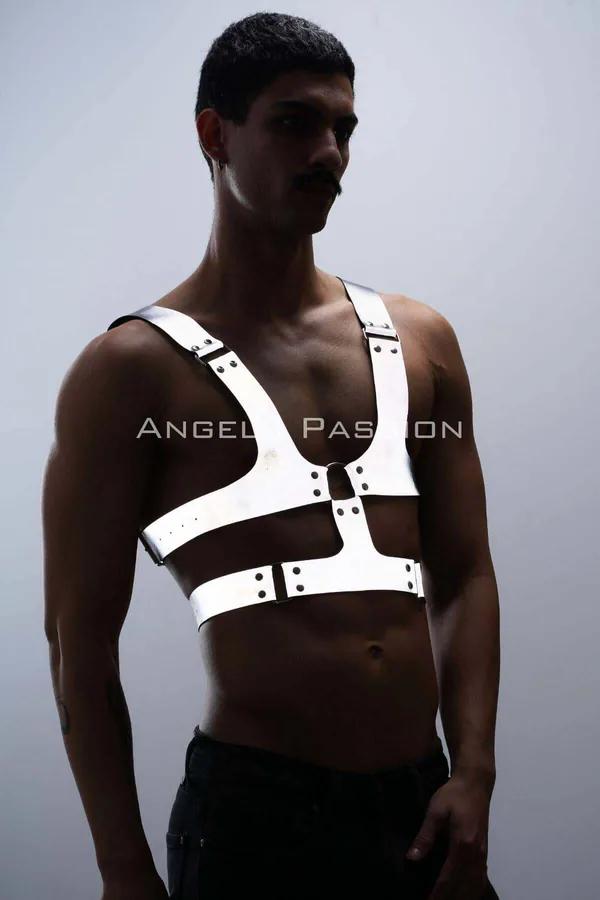 Reflective White Chest Harness with Adjustable Straps