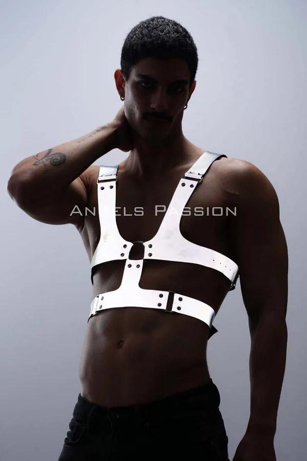 Reflective White Chest Harness with Adjustable Straps