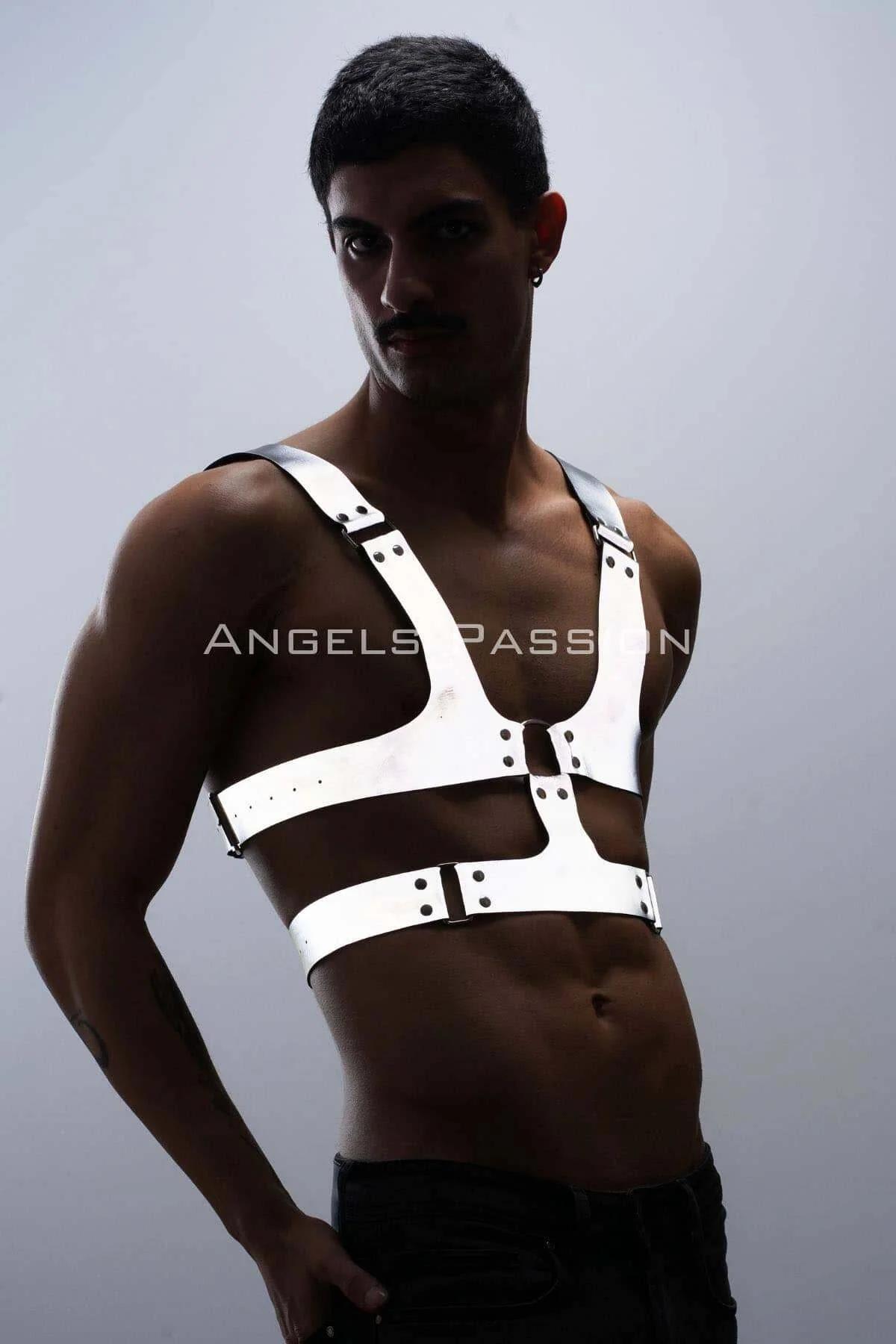 Reflective White Chest Harness with Adjustable Straps