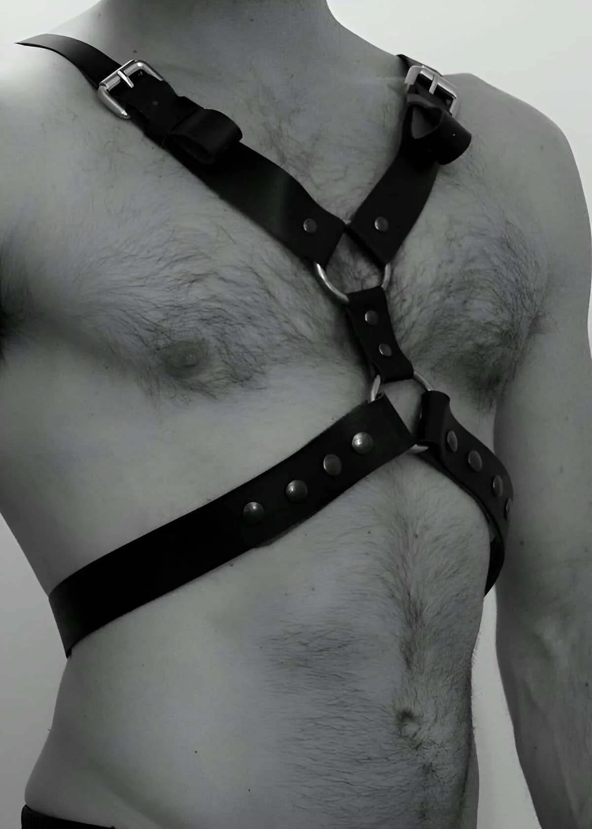 Adjustable Faux Leather Chest Body Harness with Buckles