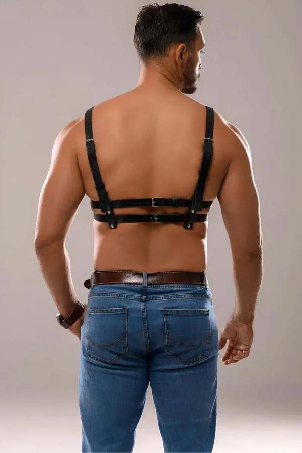 Adjustable Strappy Faux Leather Chest Harness