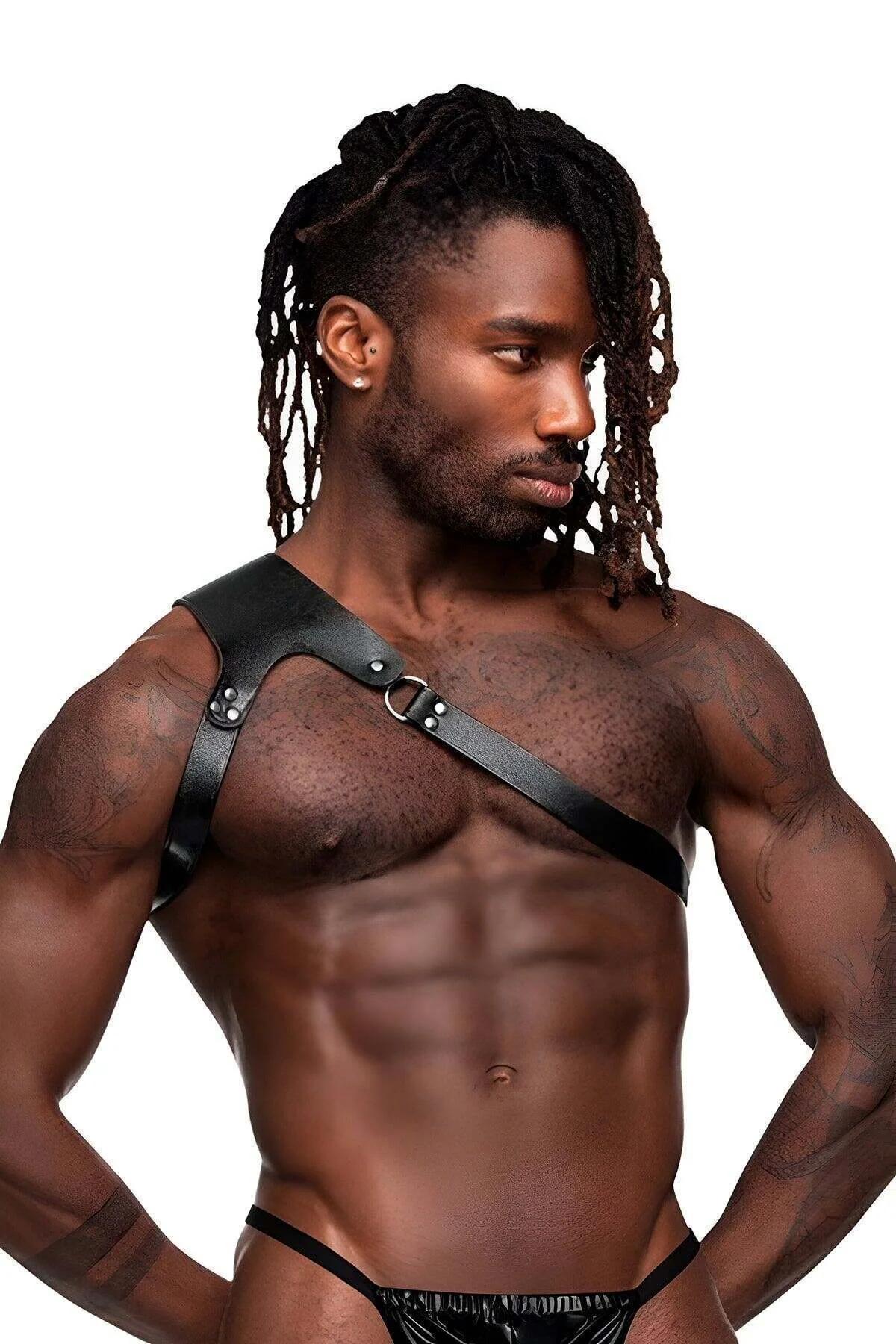 Single Strap Faux Leather Chest Harness